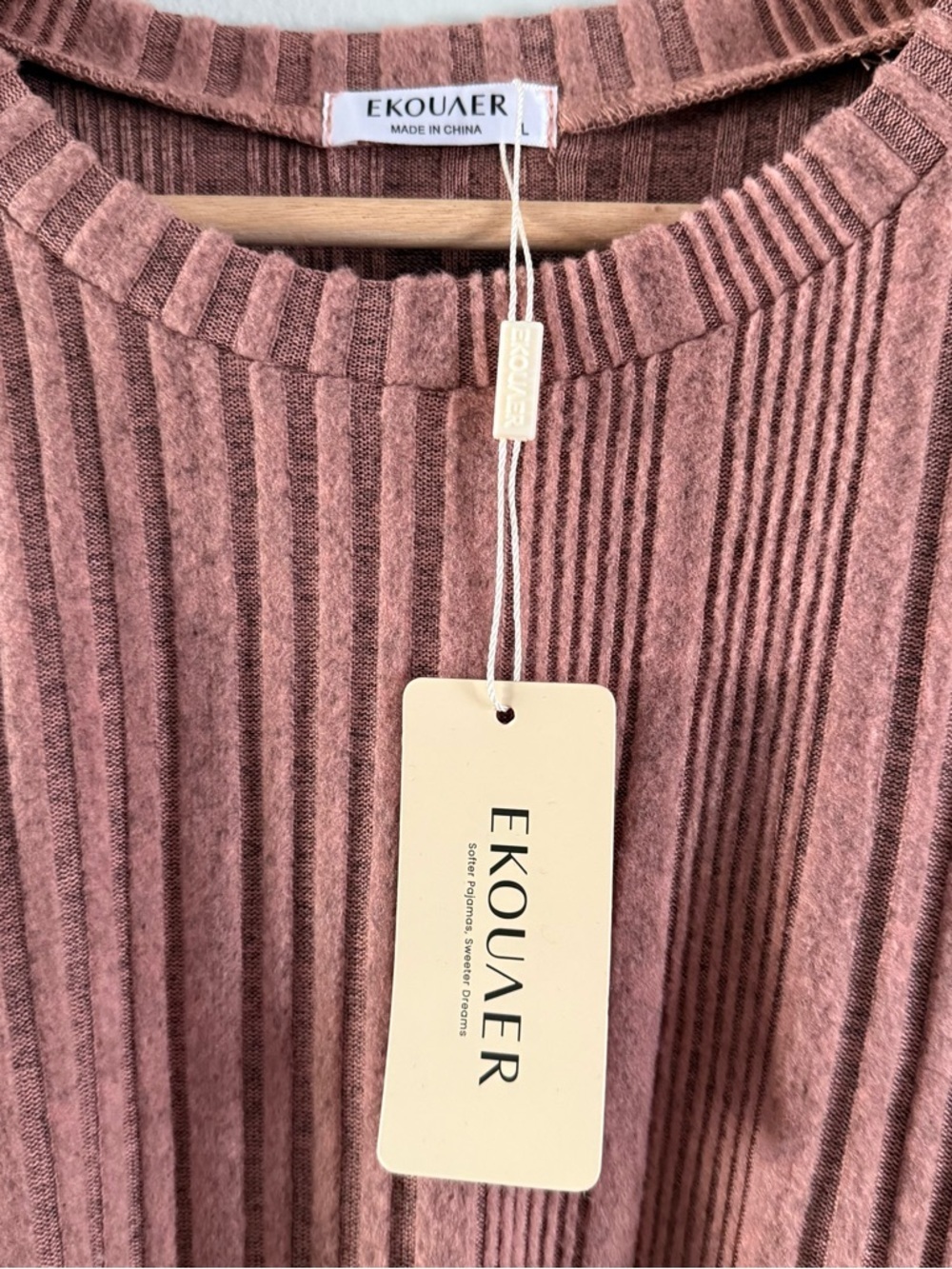 Ribbed Long Sleeve V-Neck Dress in Dusty Rose - Picture 7 of 11